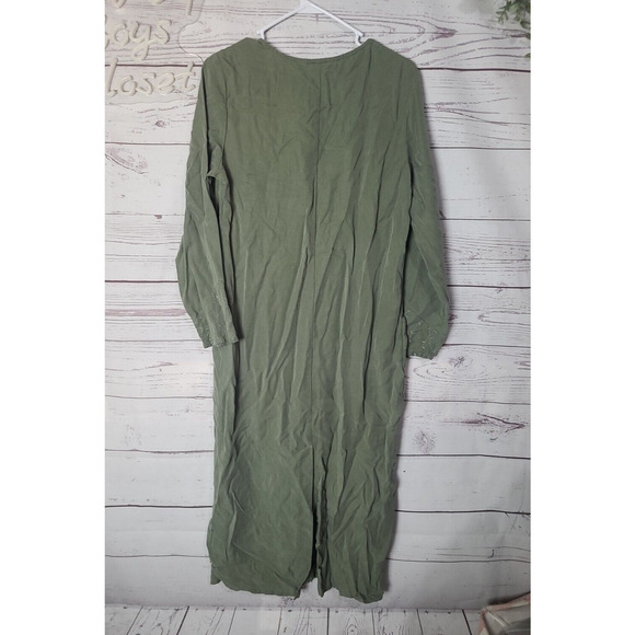 J. Jill Green Pocket 100% Tencel Long Sleeve Maxi Dress Womans Size Medium - Picture 2 of 5